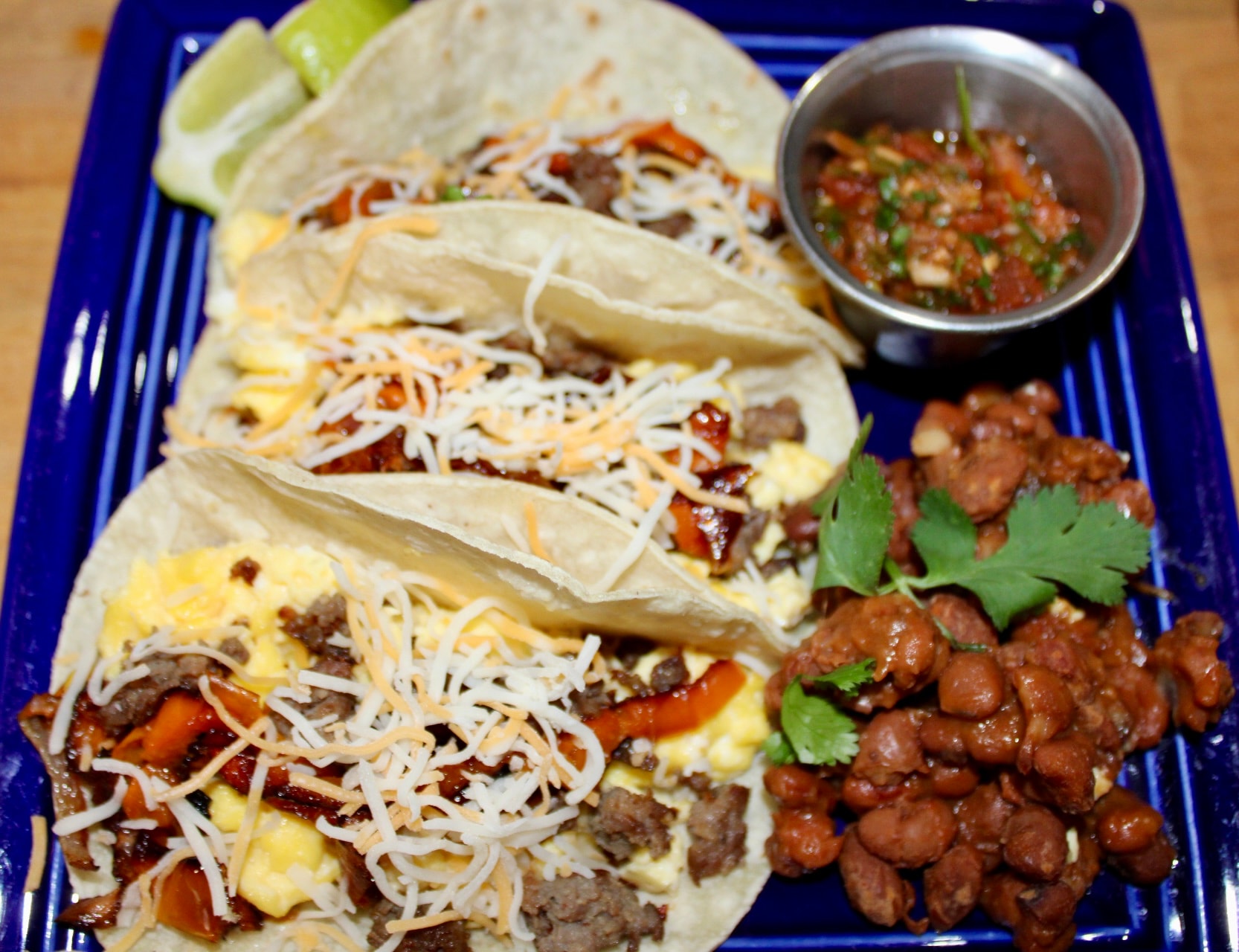 Breakfast tacos with beans