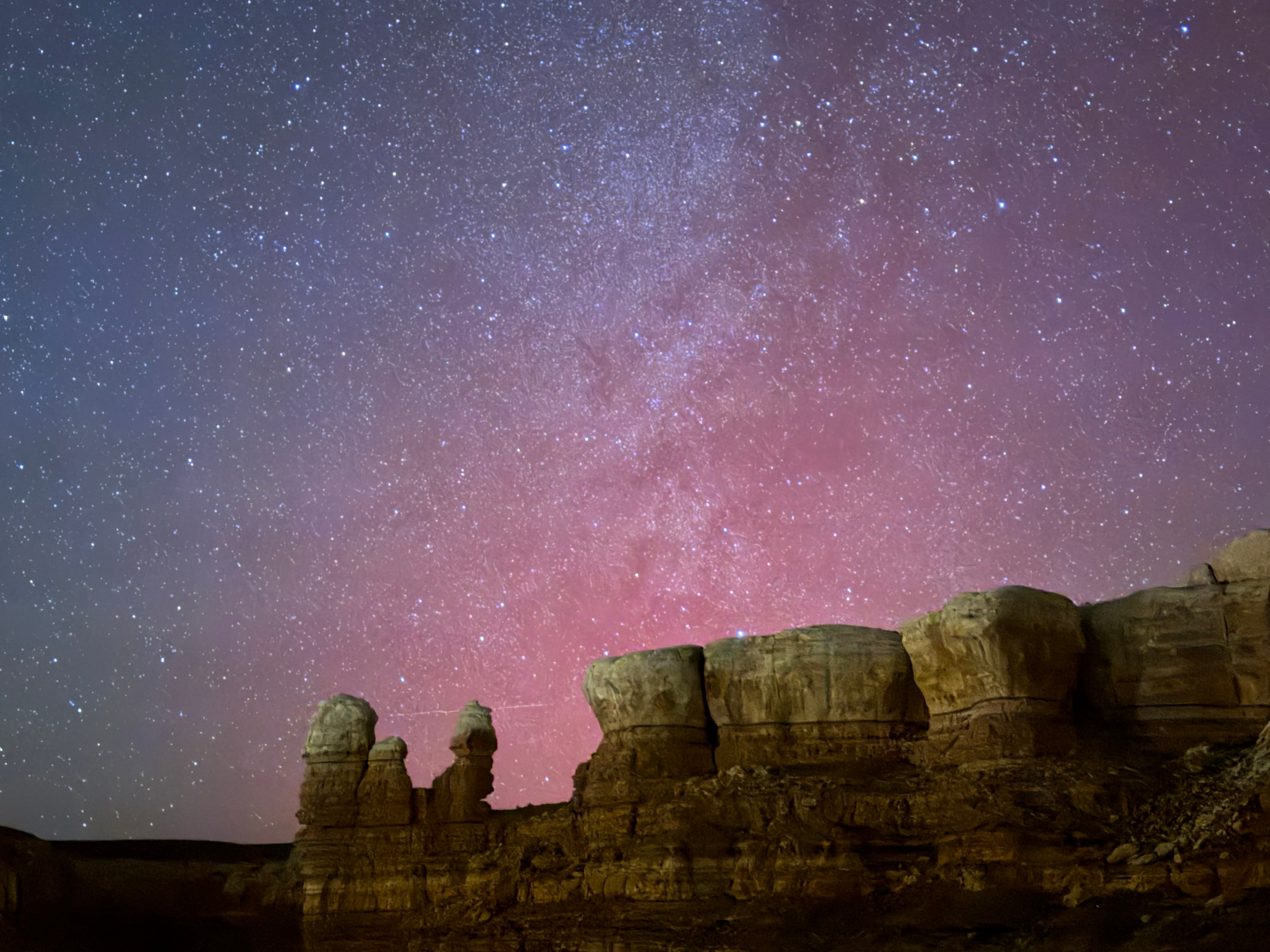 Milky Way over red rock formations near Bluff, Utah