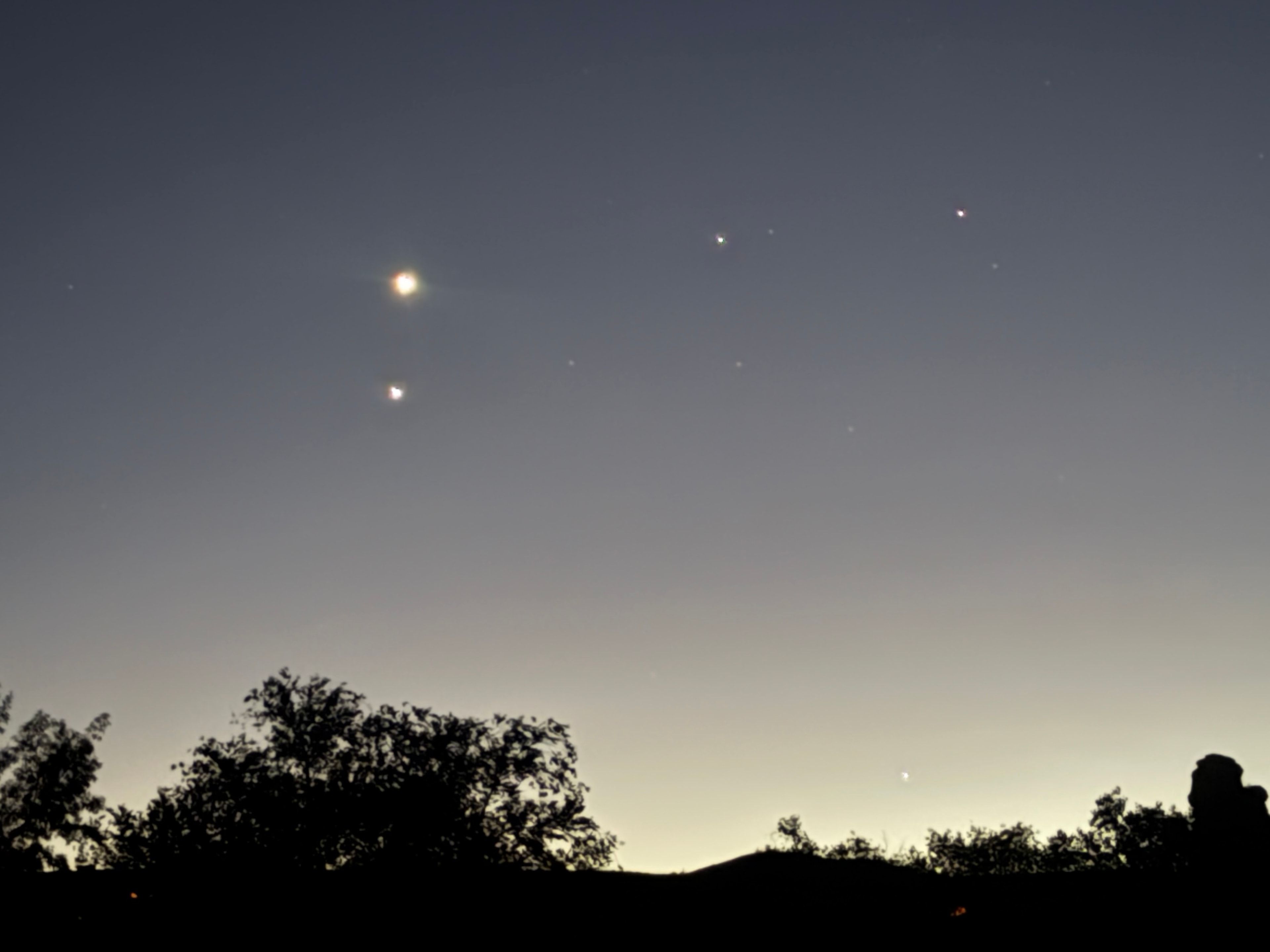 Planets visible at twilight over Bluff, Utah
